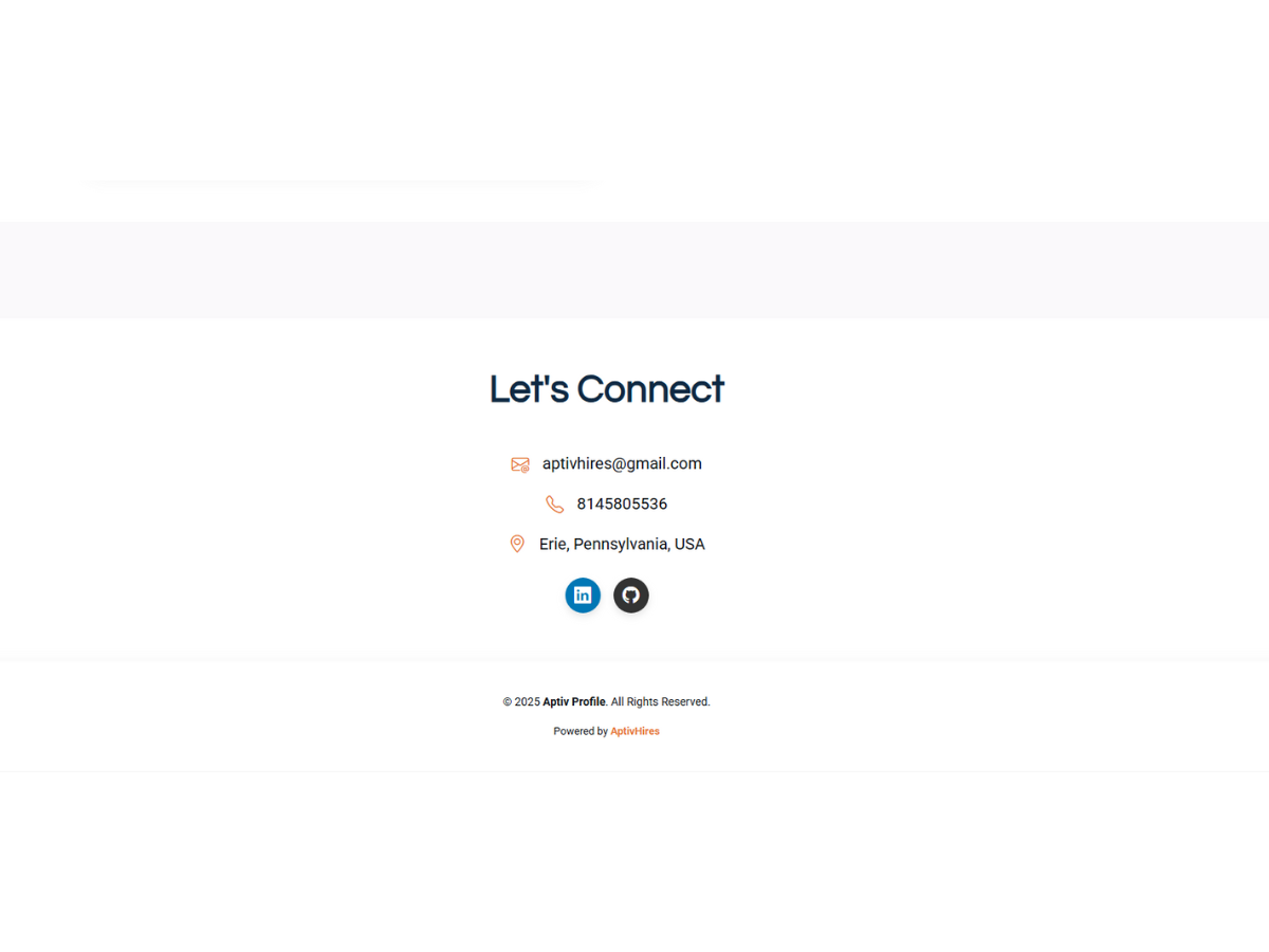Portfolio contact section preview